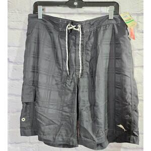 Tommy Bahama Relax Black Swim Trunks With Mesh Lining Large NWTS Elastic Waist